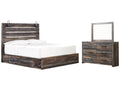 Drystan King Storage Bedroom Set with Dresser and Mirror