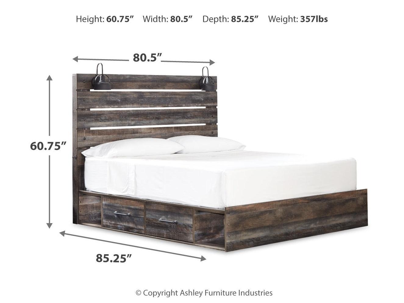 Drystan King Storage Bedroom Set with Dresser and Mirror