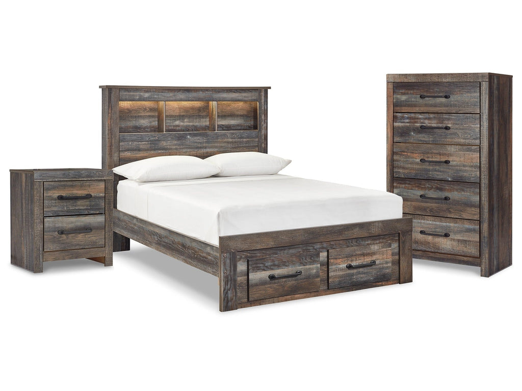 Drystan Multi Full Bookcase Storage Bed, Chest and Nightstand