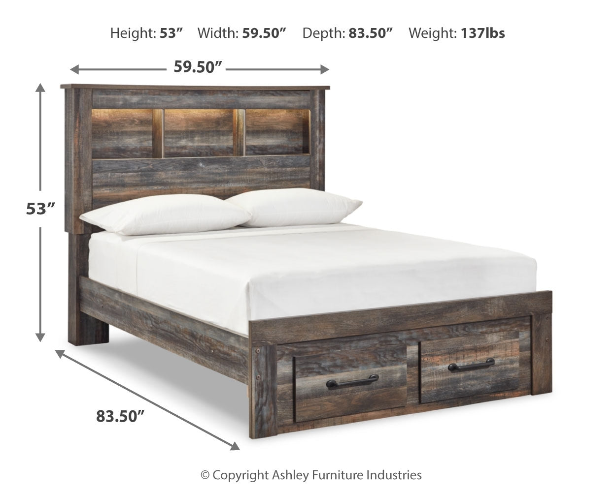 Drystan Multi Full Bookcase Storage Bed, Chest and Nightstand