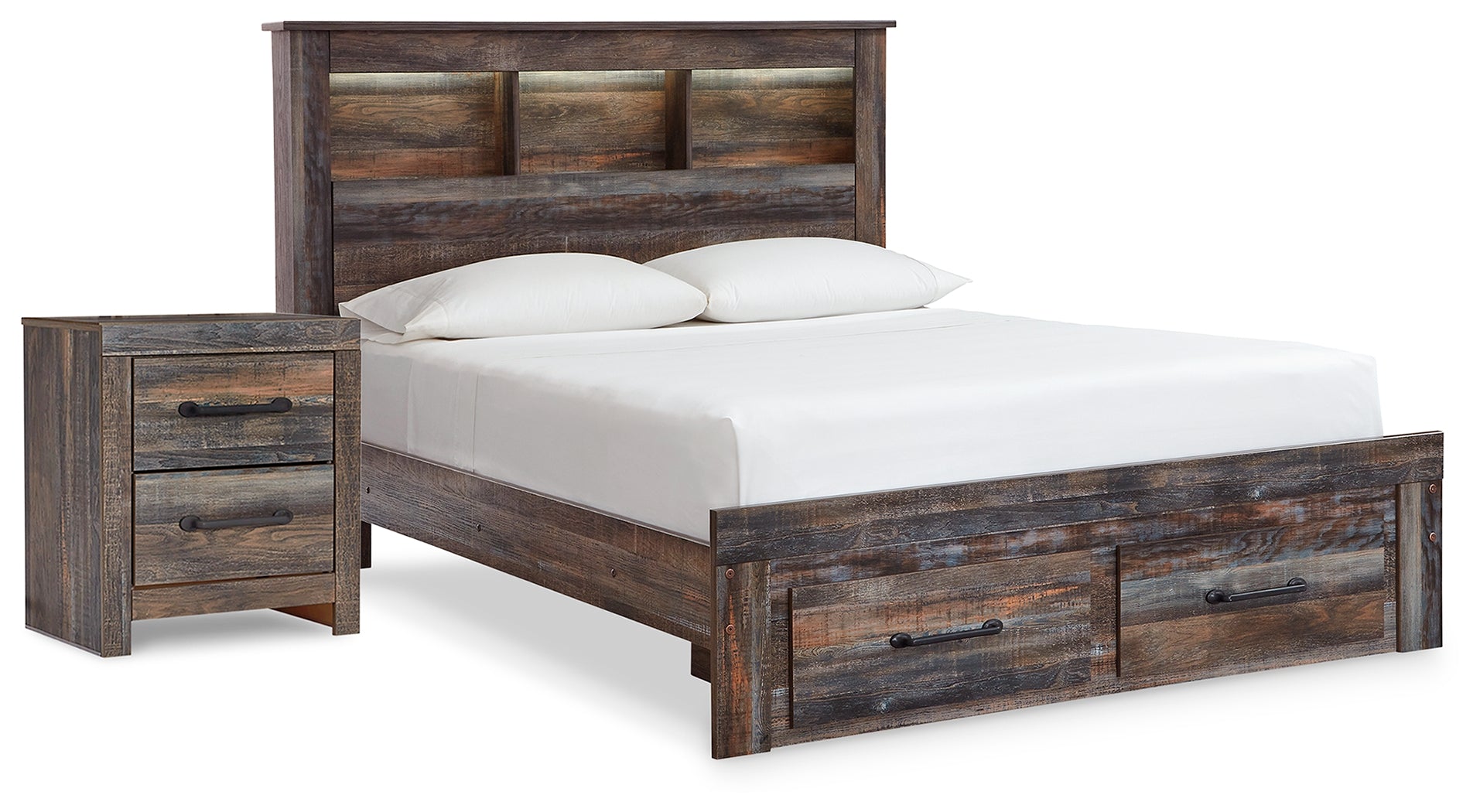 Drystan Multi Full Bookcase Storage Bed and Nightstand
