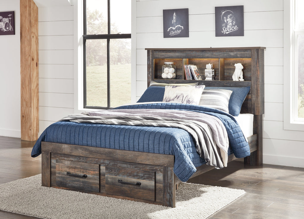 Drystan Multi Full Bookcase Storage Bed and Nightstand