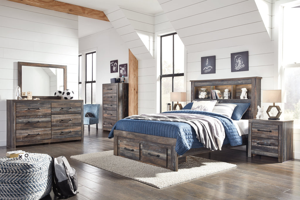 Drystan Multi Full Bookcase Youth Bed with Footboard 2 Storage Drawers