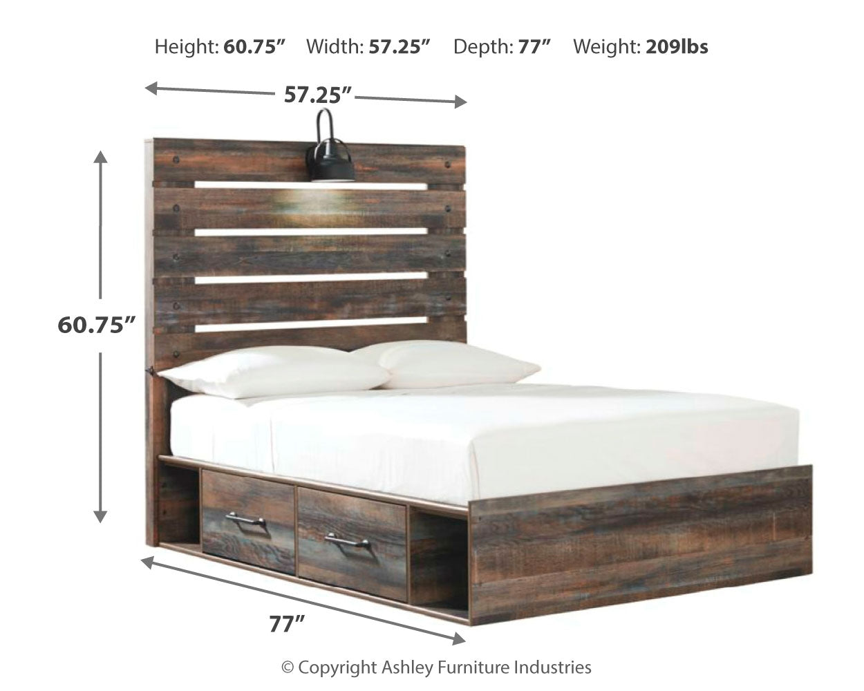 Drystan Multi Full Panel Bedroom Set with 2 Nightstands