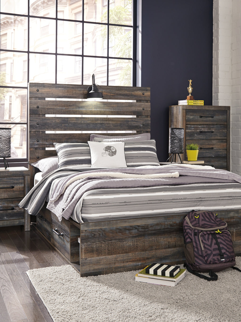 Drystan Multi Full Panel Youth Bed w/2 Storage Drawers