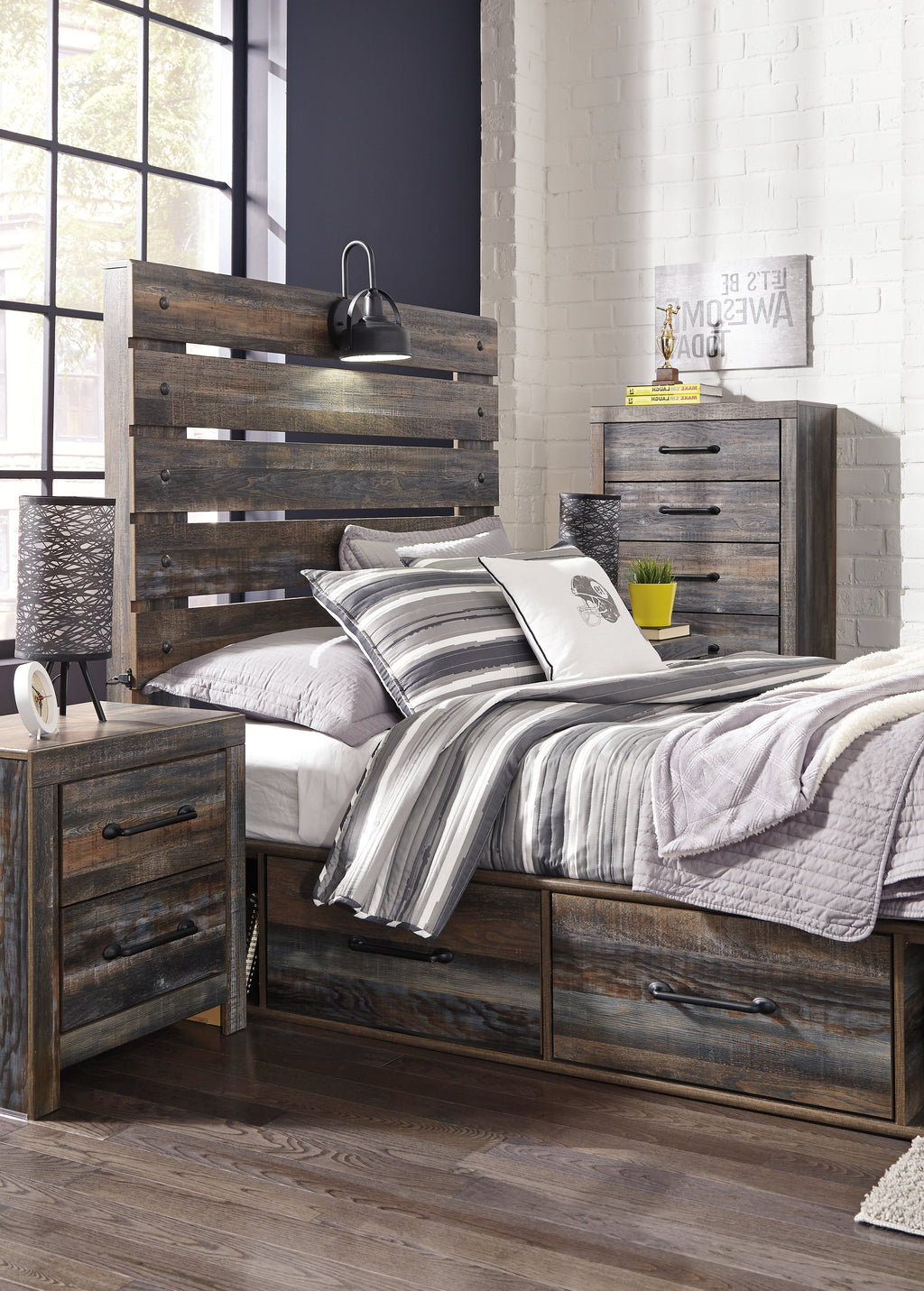 Drystan Multi Full Panel Youth Bed w/2 Storage Drawers