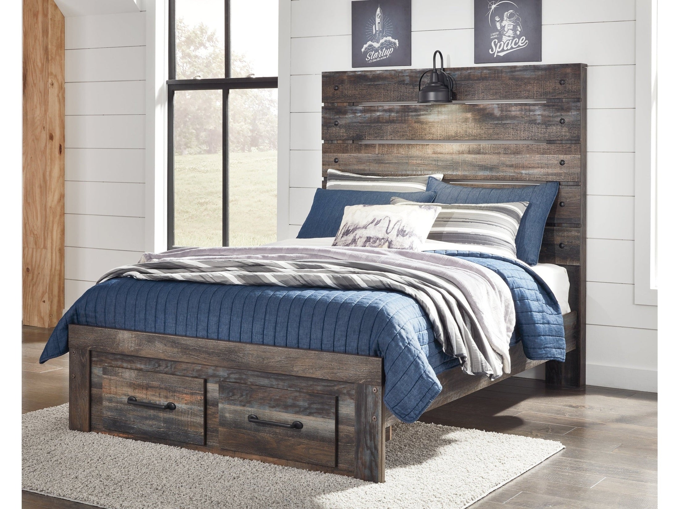 Drystan Multi Full Panel Youth Bed with 2 Storage Drawers