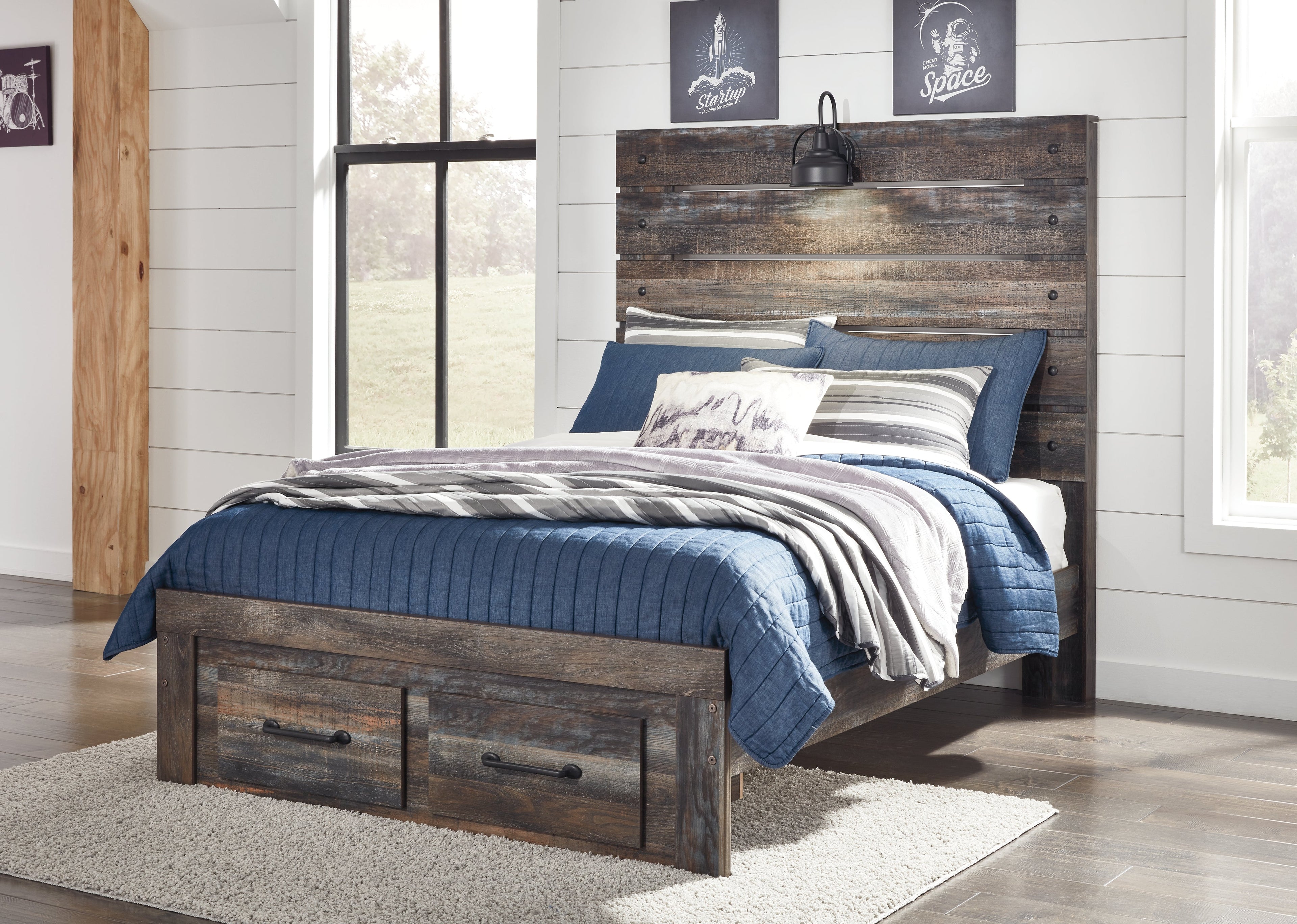 Drystan Multi Full Storage Bed & Dresser & 2 Nightstands