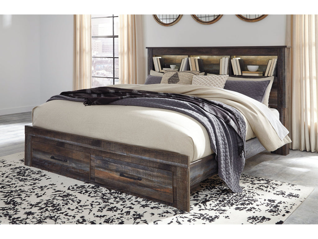 Drystan Multi King Bookcase Bed with Footboard 2 Storage Drawers
