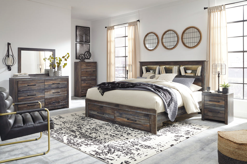 Drystan Multi King Bookcase Bed with Footboard 2 Storage Drawers