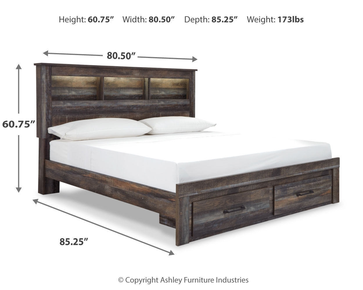 Drystan Multi King Bookcase Storage Bed, Dresser and Chest