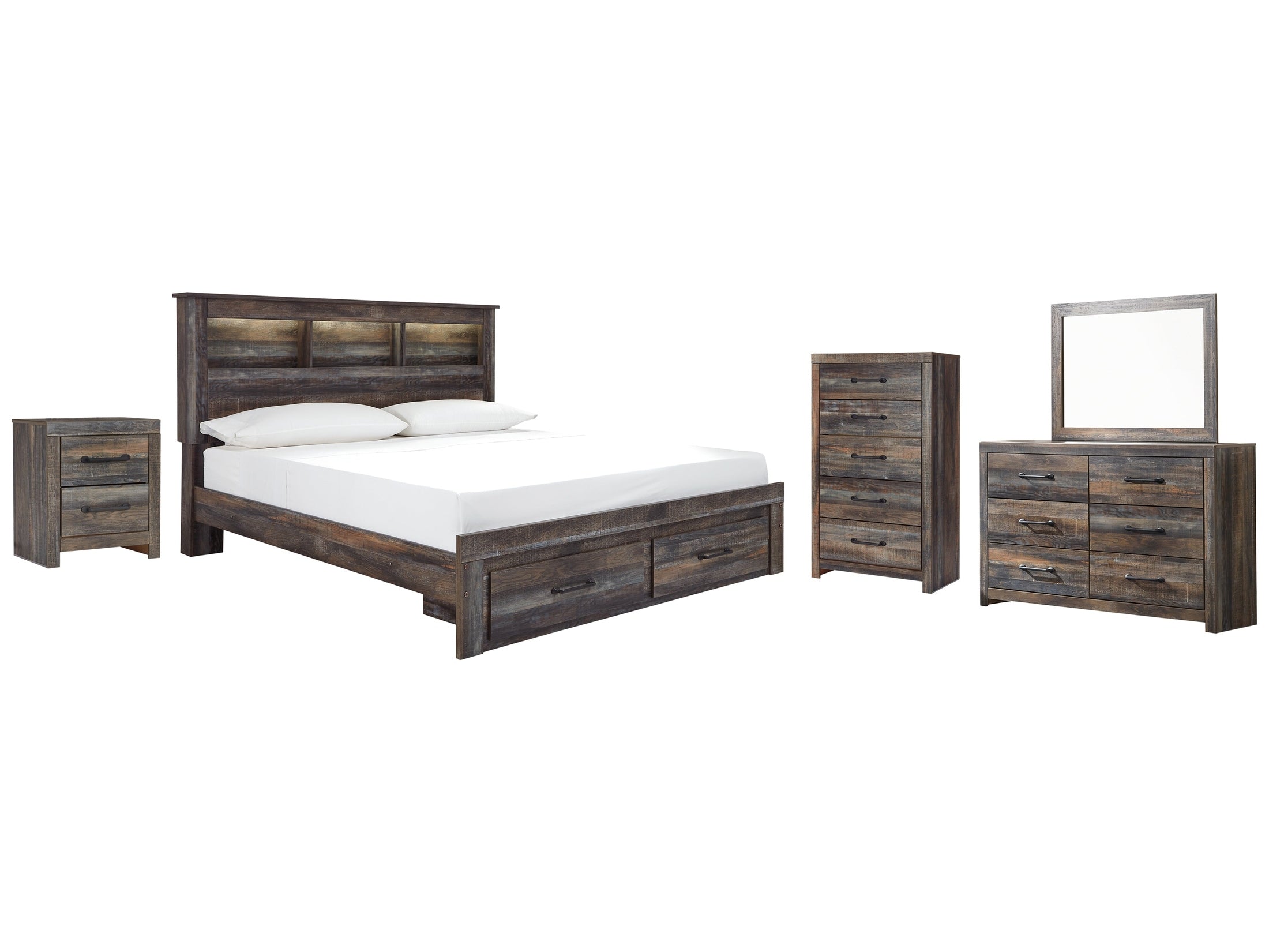 Drystan Multi King Bookcase Storage Bedroom Set
