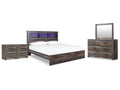 Drystan Multi King Panel Bed, Dresser, Mirror and 2 Nightstands