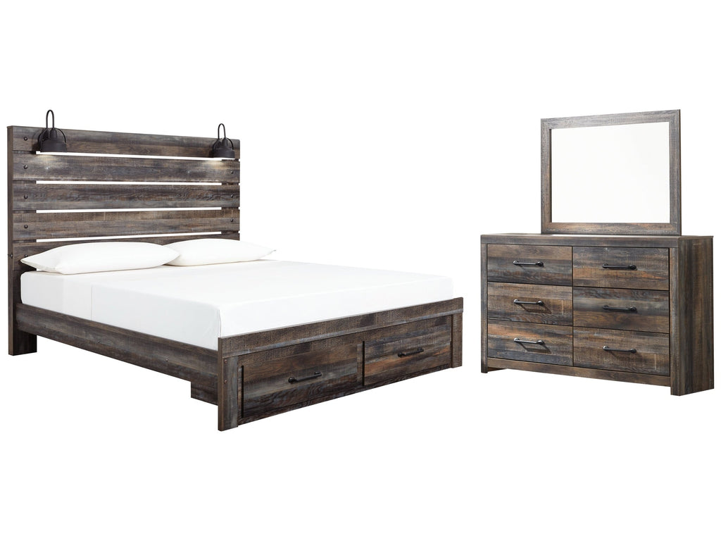 Drystan Multi King Panel Storage Bedroom Set with Dresser and Mirror