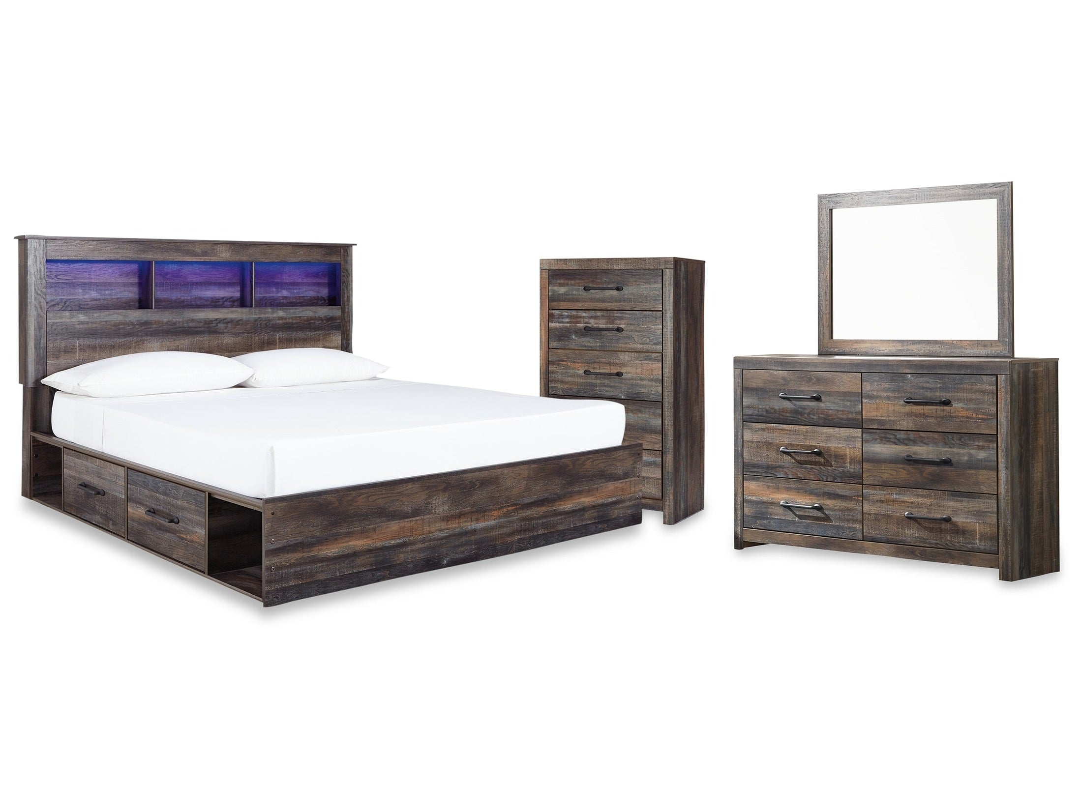 Drystan Multi King Storage Bed, Dresser, Mirror and Chest
