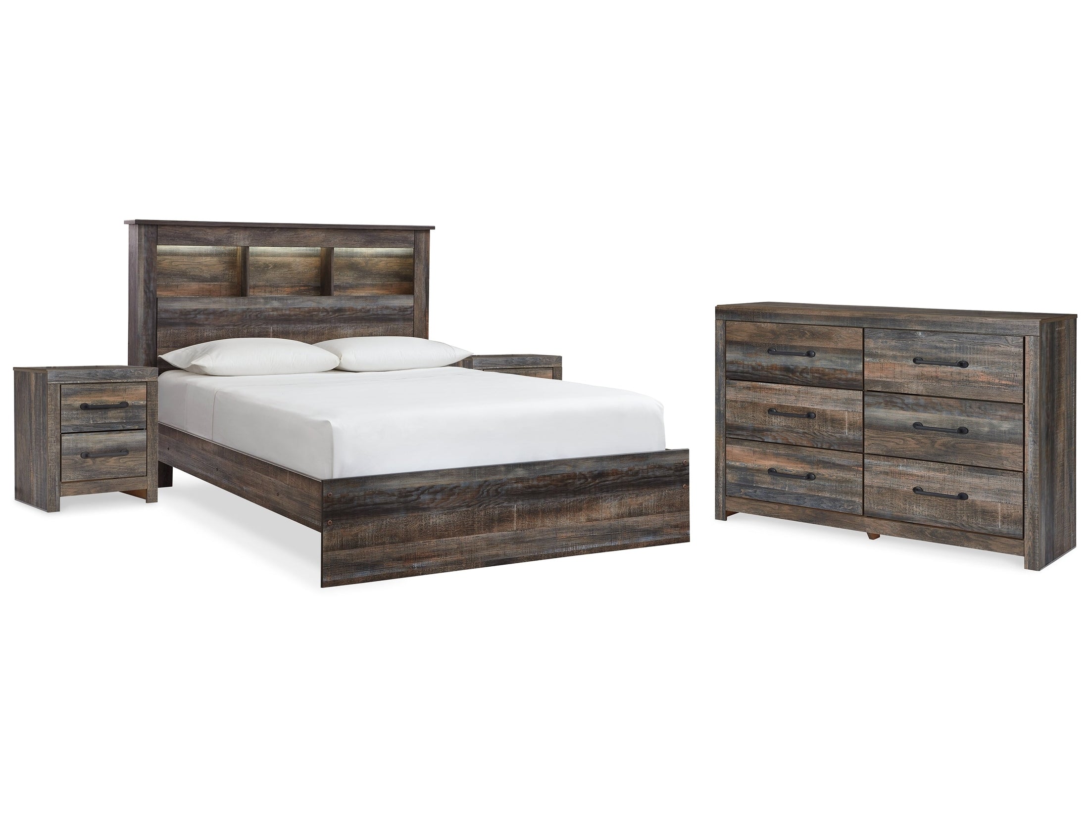 Drystan Multi Queen Bookcase Bed & Dresser & 2 Nightstands