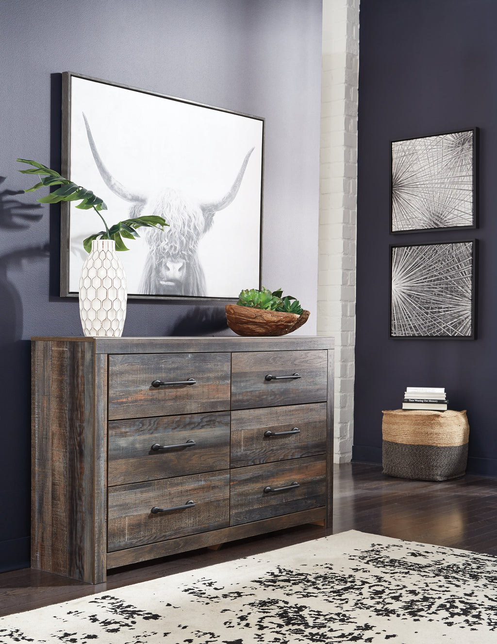 Drystan Multi Queen Bookcase Bedroom Set with Dresser and Chest