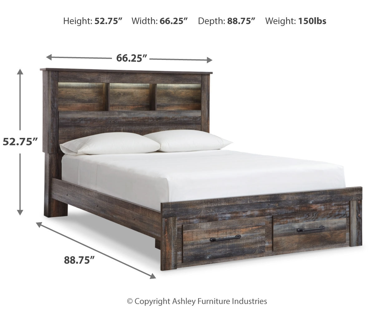 Drystan Multi Queen Bookcase Storage Bed, Dresser and Mirror