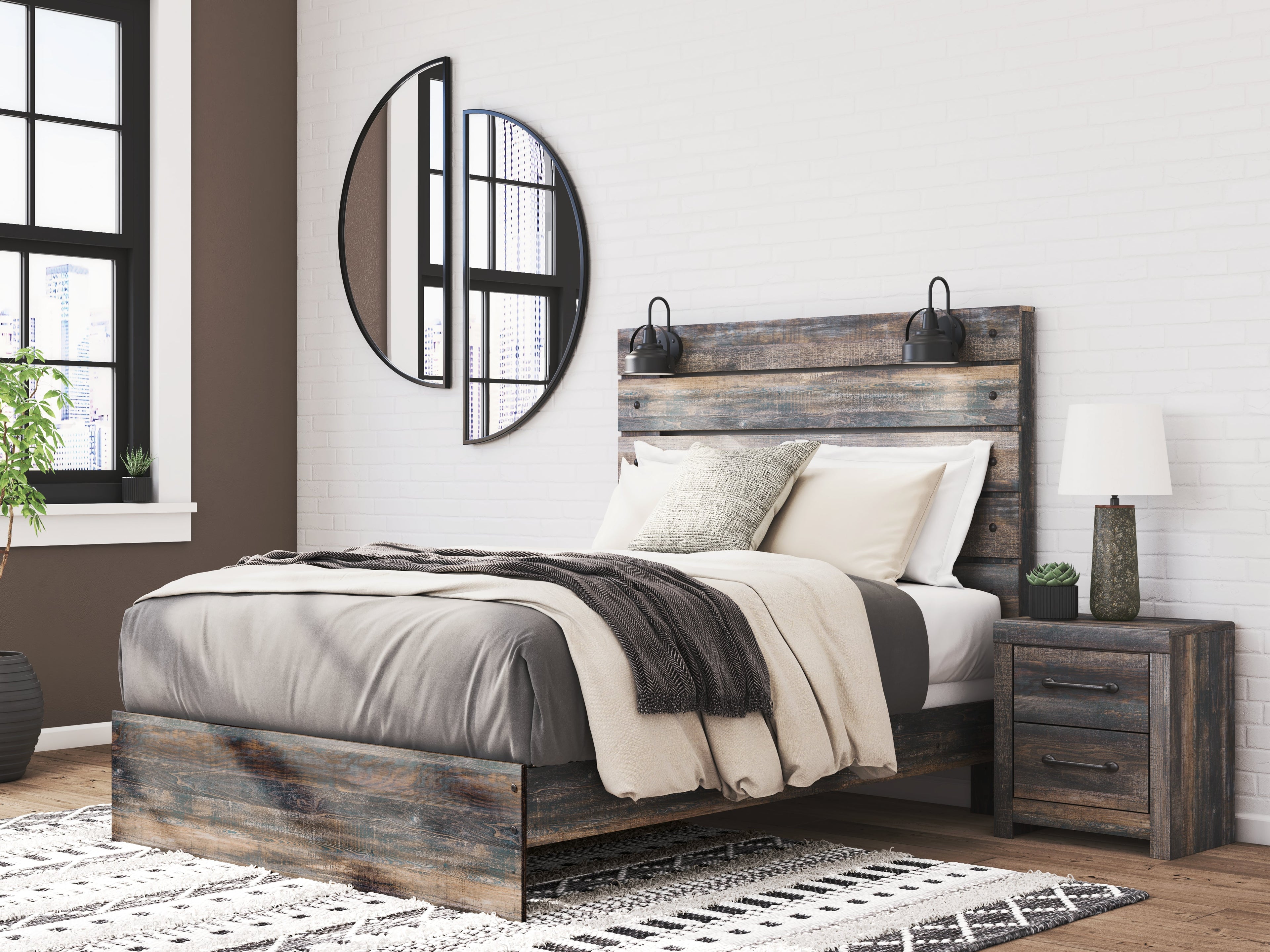 Drystan Multi Queen Panel Bed, 2 Dressers, Mirror and 2 Nightstands