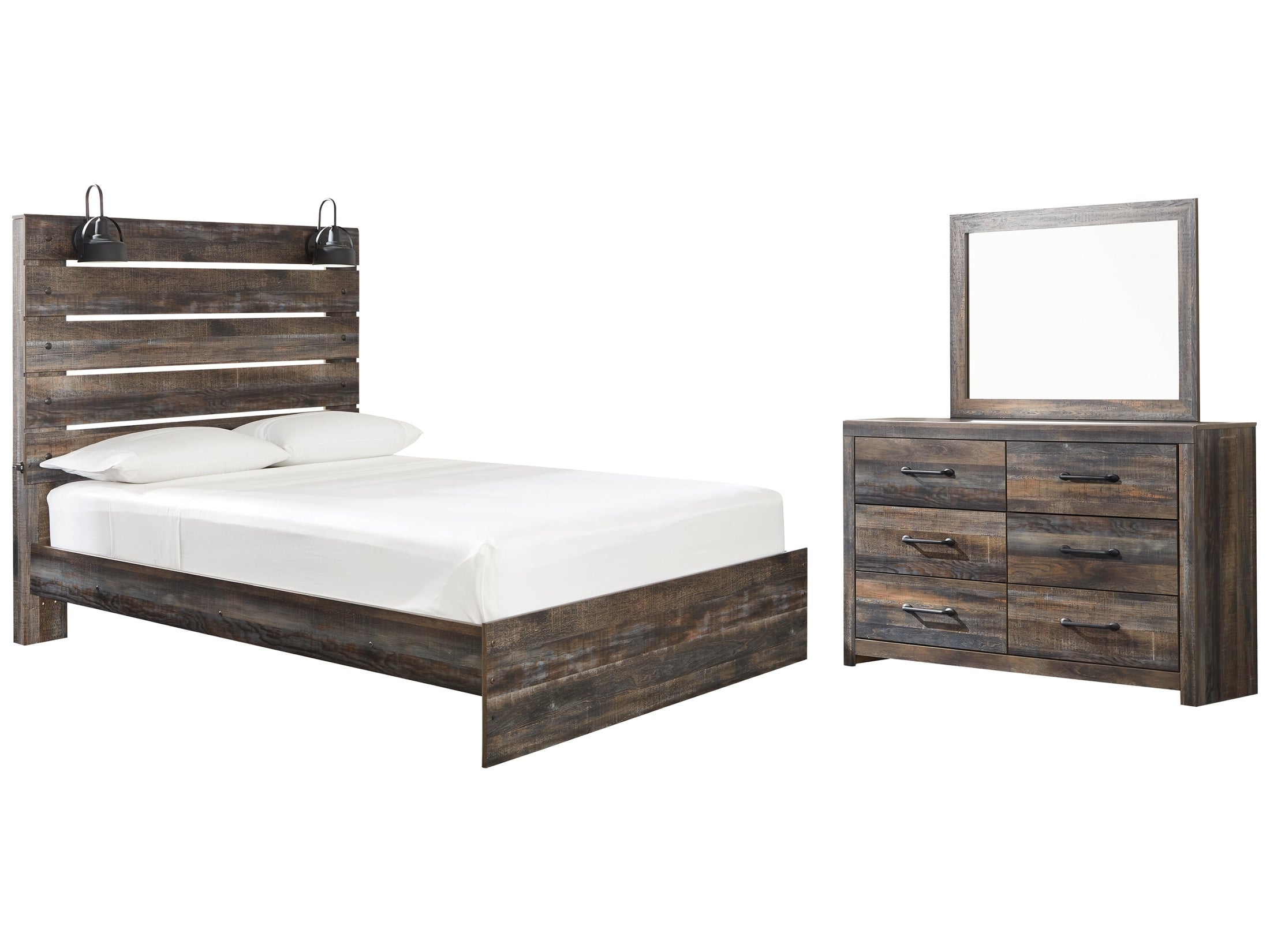 Drystan Multi Queen Panel Bed, Dresser and Mirror
