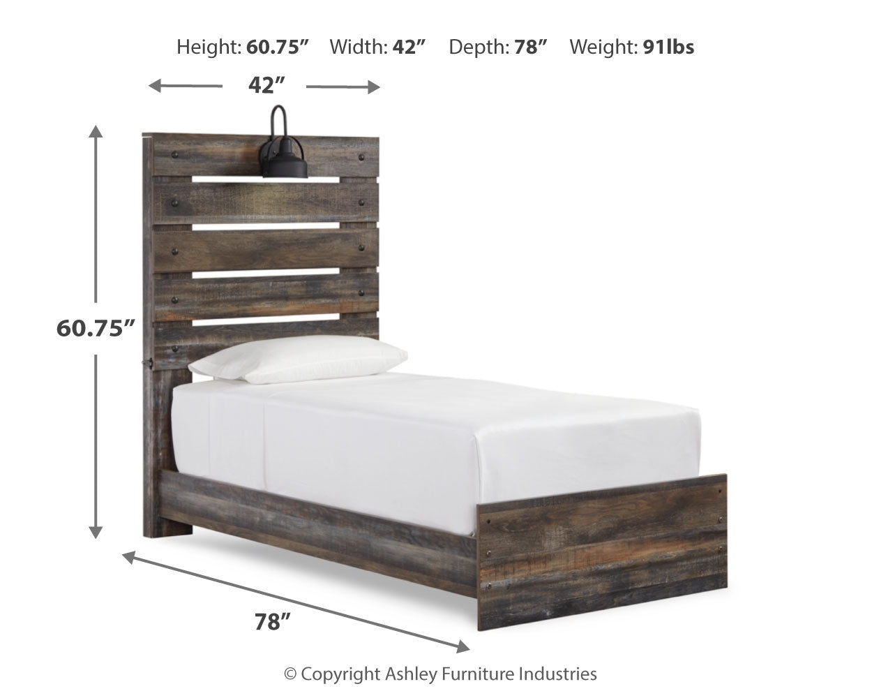 Drystan Multi Twin Panel Bed, Dresser and Mirror