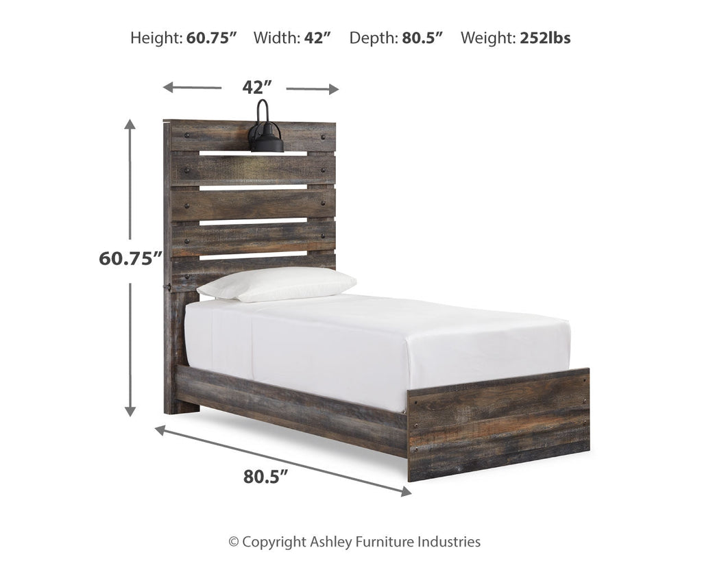 Drystan Multi Twin Panel Bed w/Storage & Dresser & Mirror & Chest