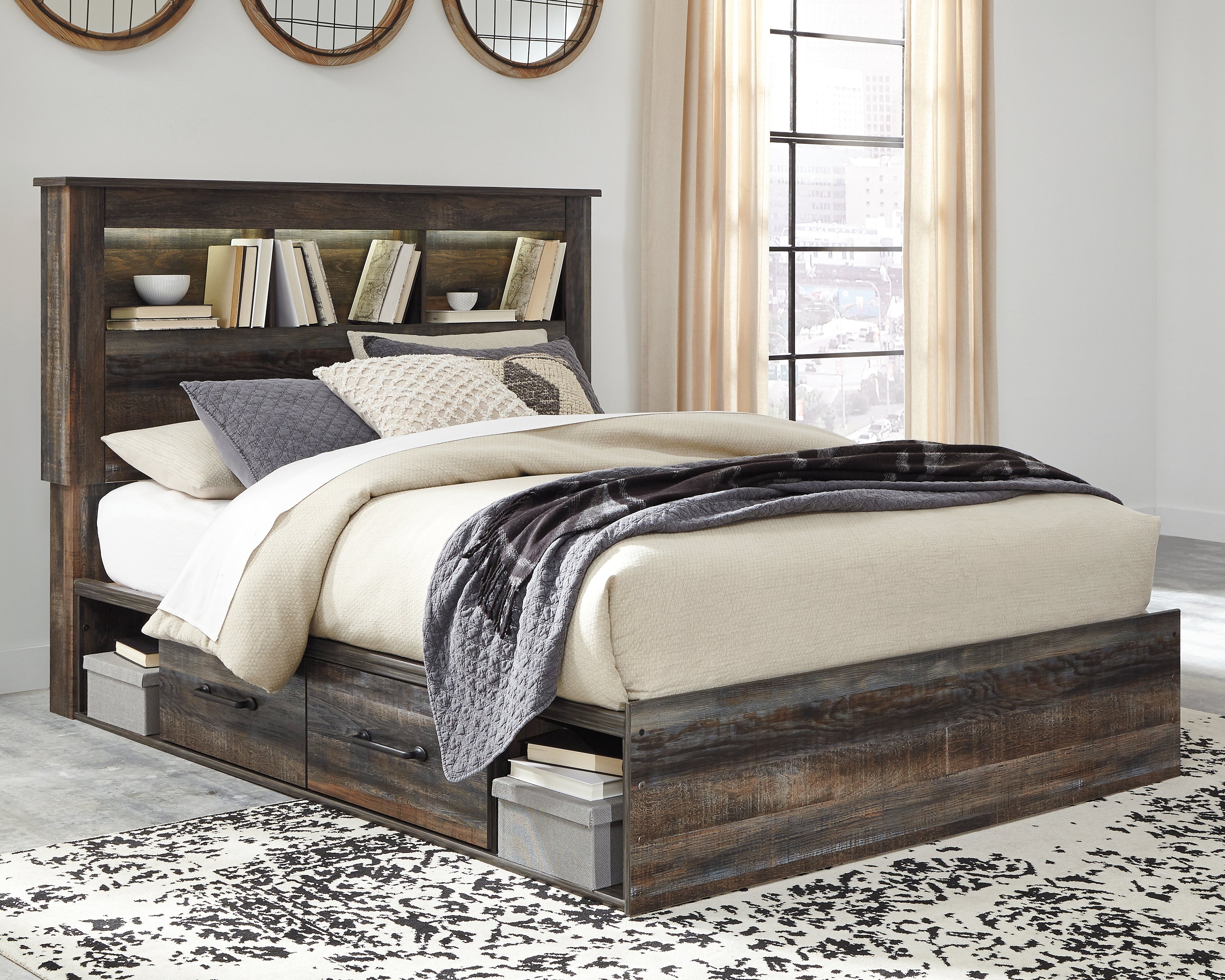 Drystan Queen Bookcase Storage Bedroom Set