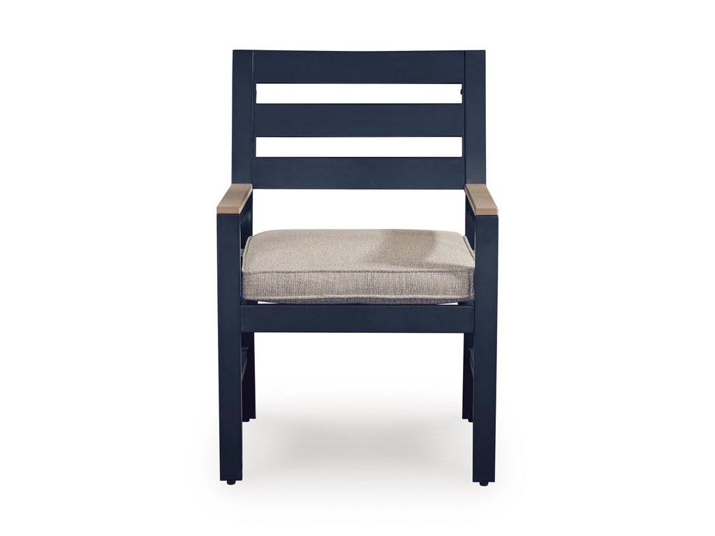 East Beach Navy Blue/Driftwood Arm Chair With Cushion (Set of 2)