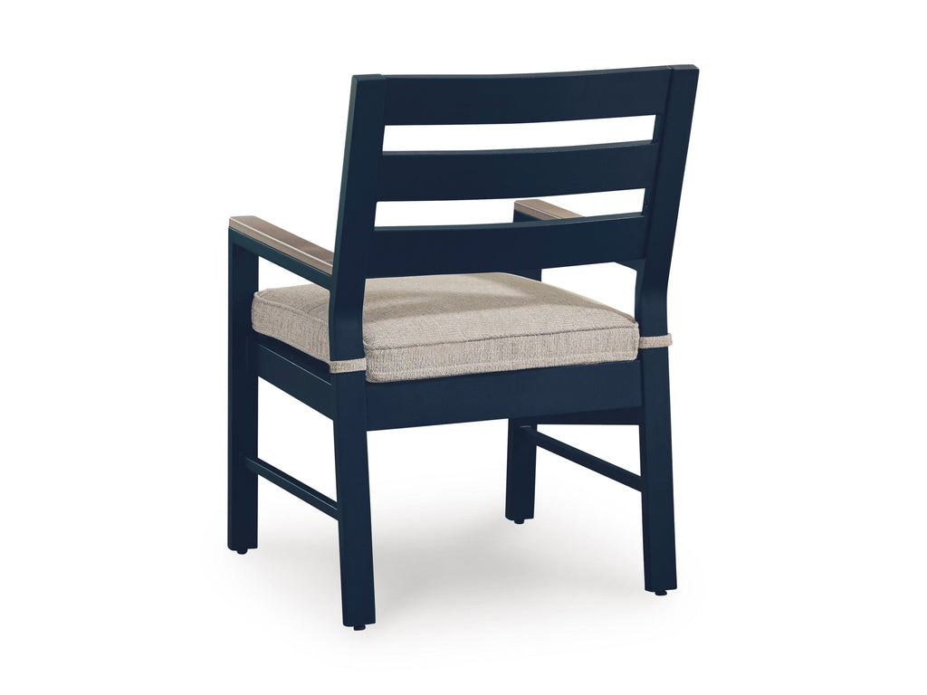 East Beach Navy Blue/Driftwood Arm Chair With Cushion (Set of 2)