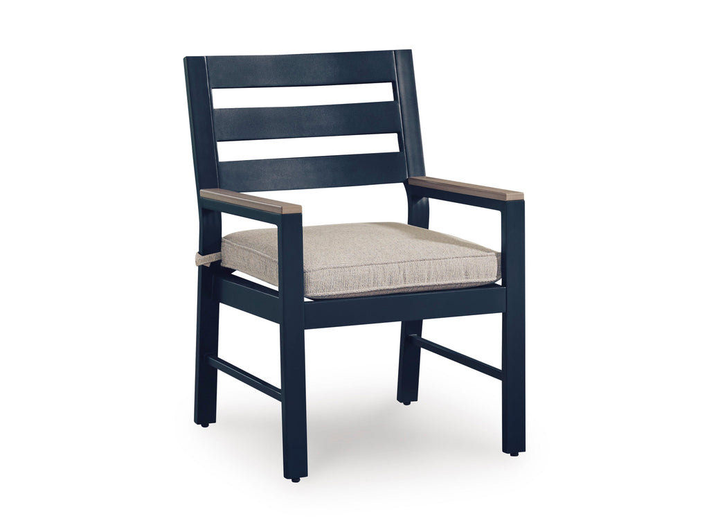 East Beach Navy Blue/Driftwood Arm Chair With Cushion (Set of 2)