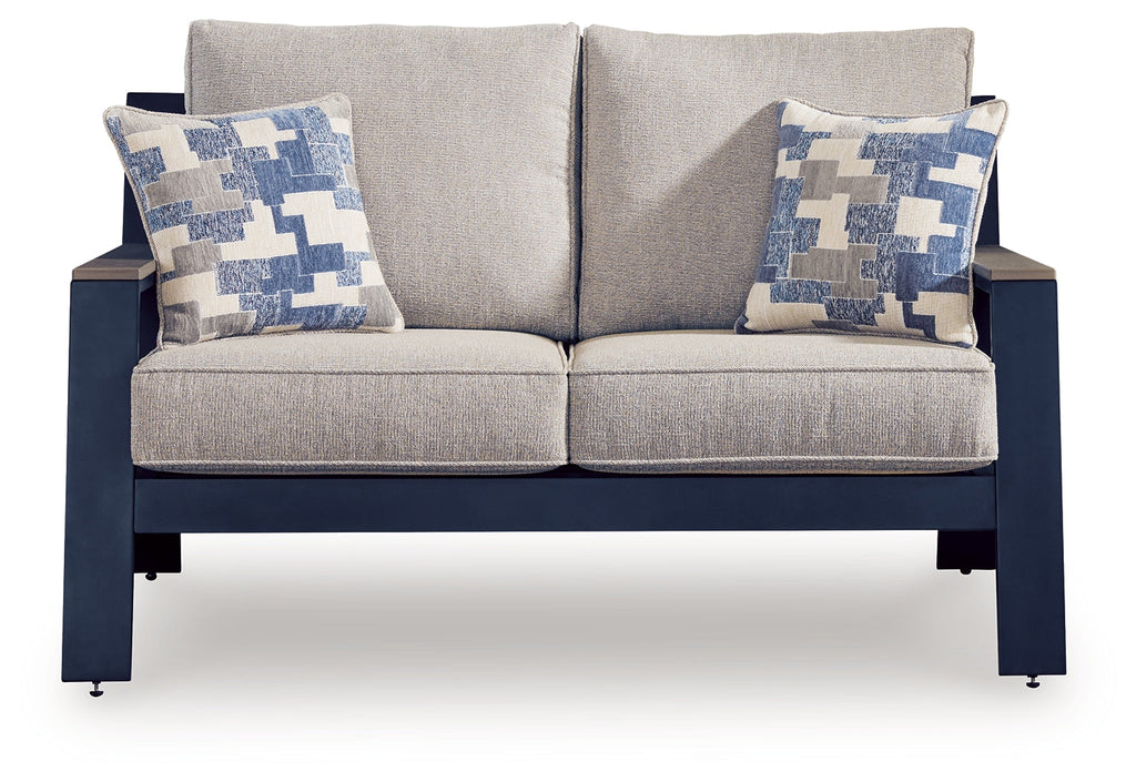 East Beach Navy Blue/Driftwood Loveseat w/Cushion