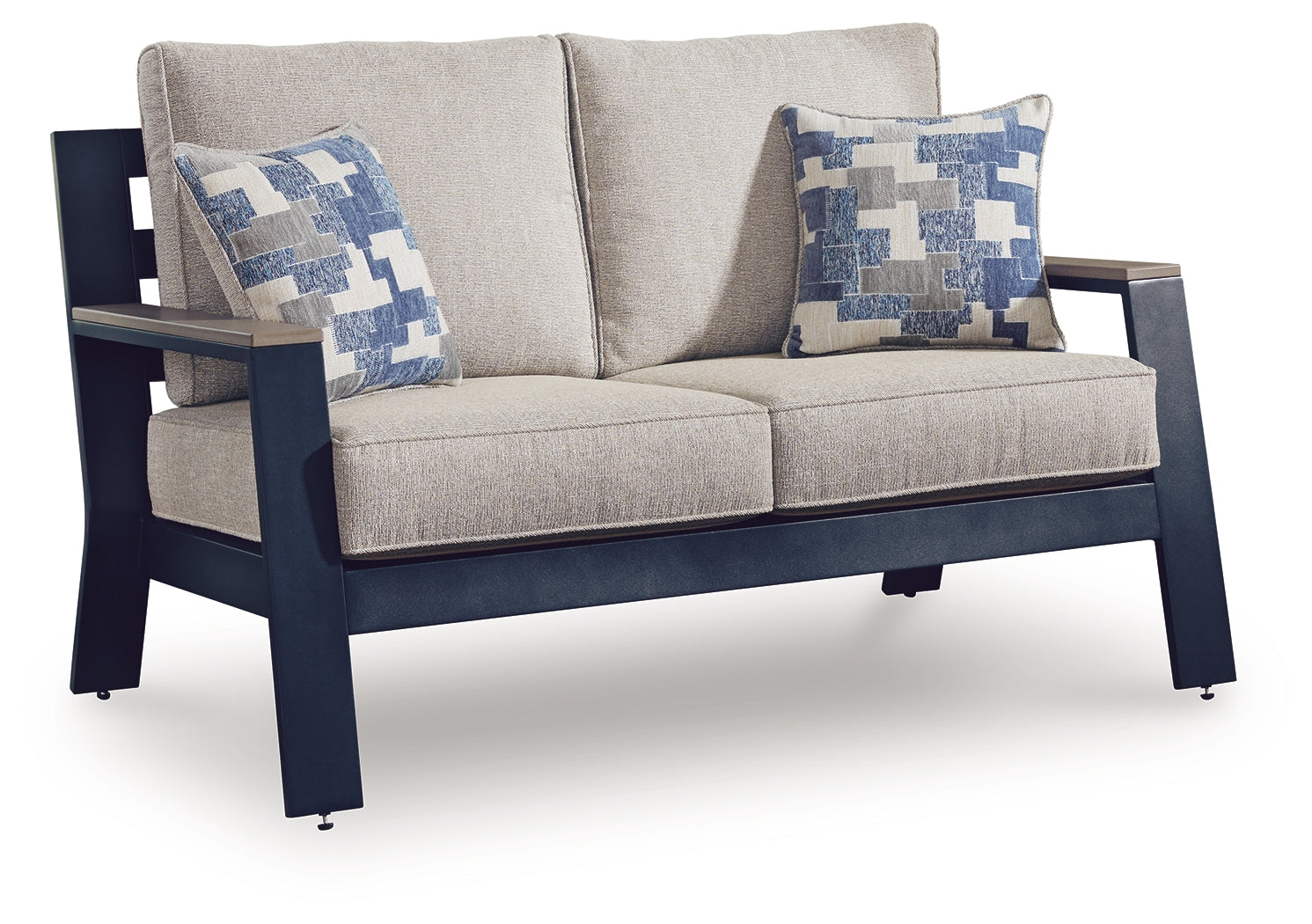 East Beach Navy Blue/Driftwood Loveseat w/Cushion