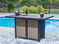 East Beach Navy Blue/Driftwood RECT Bar Table w/Fire Pit