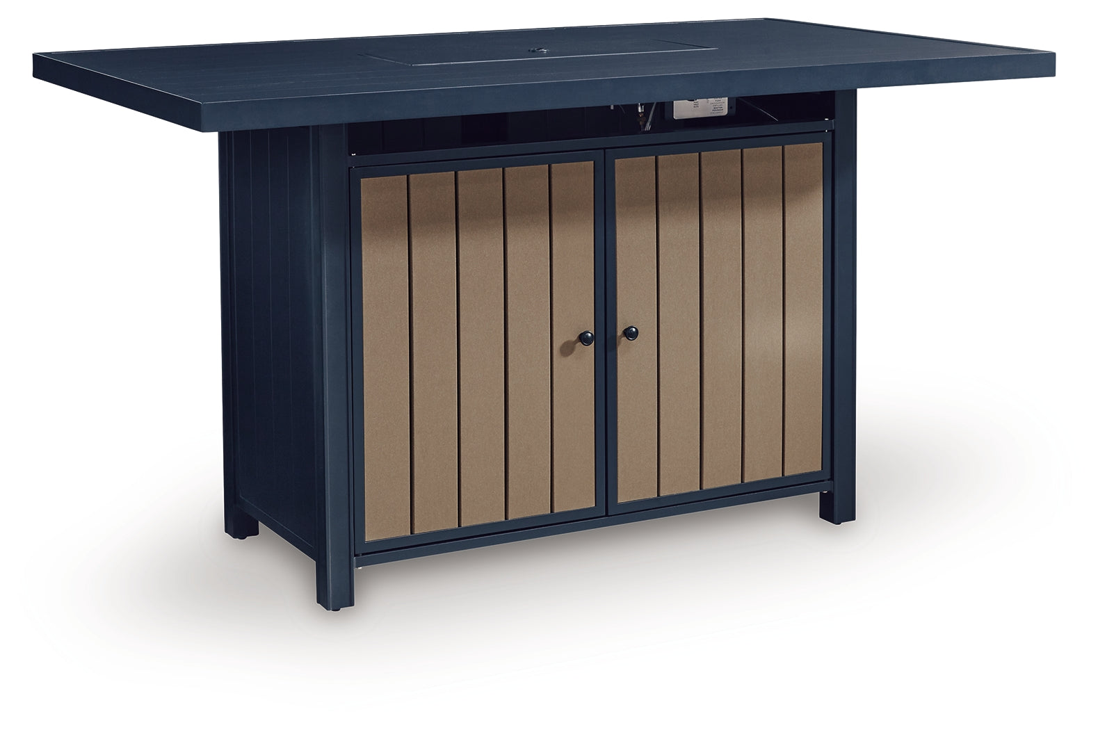 East Beach Navy Blue/Driftwood RECT Bar Table w/Fire Pit