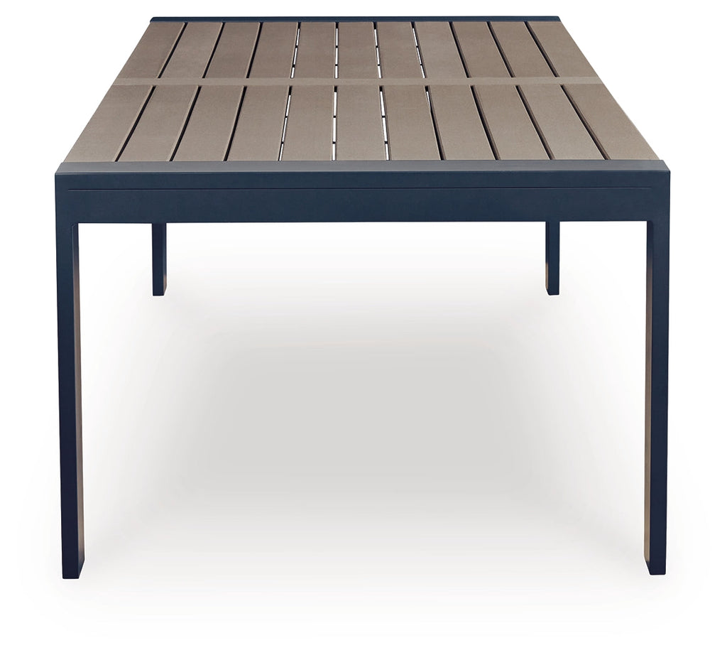 East Beach Navy Blue/Driftwood RECT Dining Table w/UMB OPT