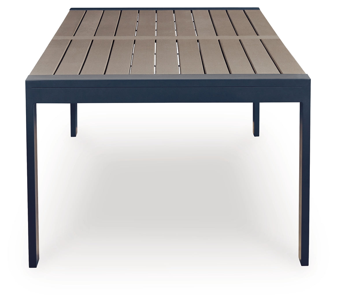 East Beach Navy Blue/Driftwood RECT Dining Table w/UMB OPT