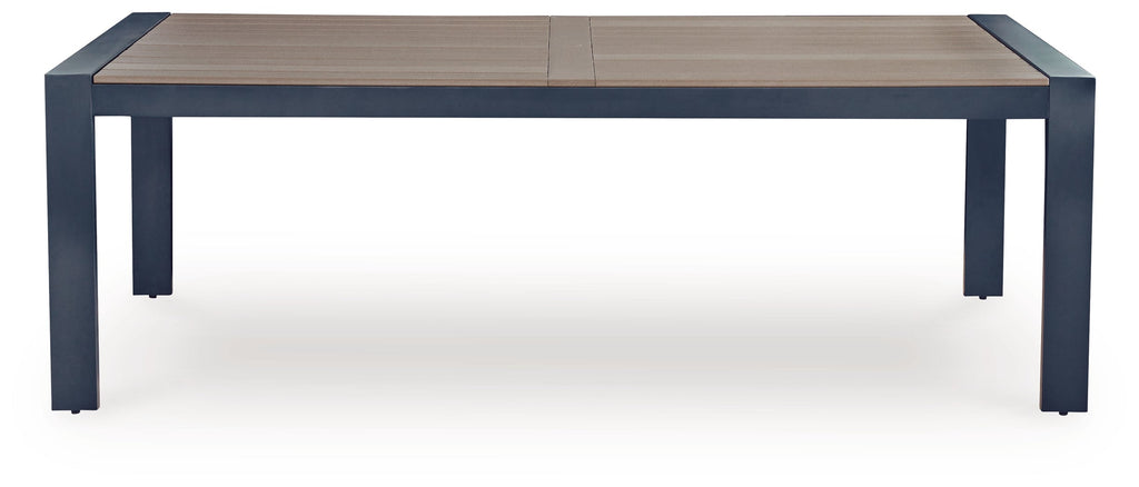 East Beach Navy Blue/Driftwood RECT Dining Table w/UMB OPT