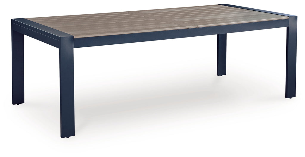 East Beach Navy Blue/Driftwood RECT Dining Table w/UMB OPT