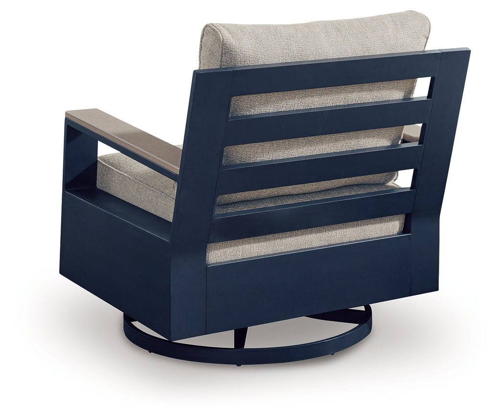 East Beach Navy Blue/Driftwood Swivel Glider Chair w/Cushion