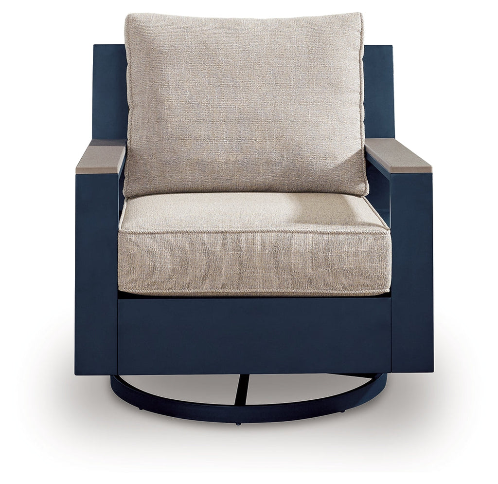 East Beach Navy Blue/Driftwood Swivel Glider Chair w/Cushion