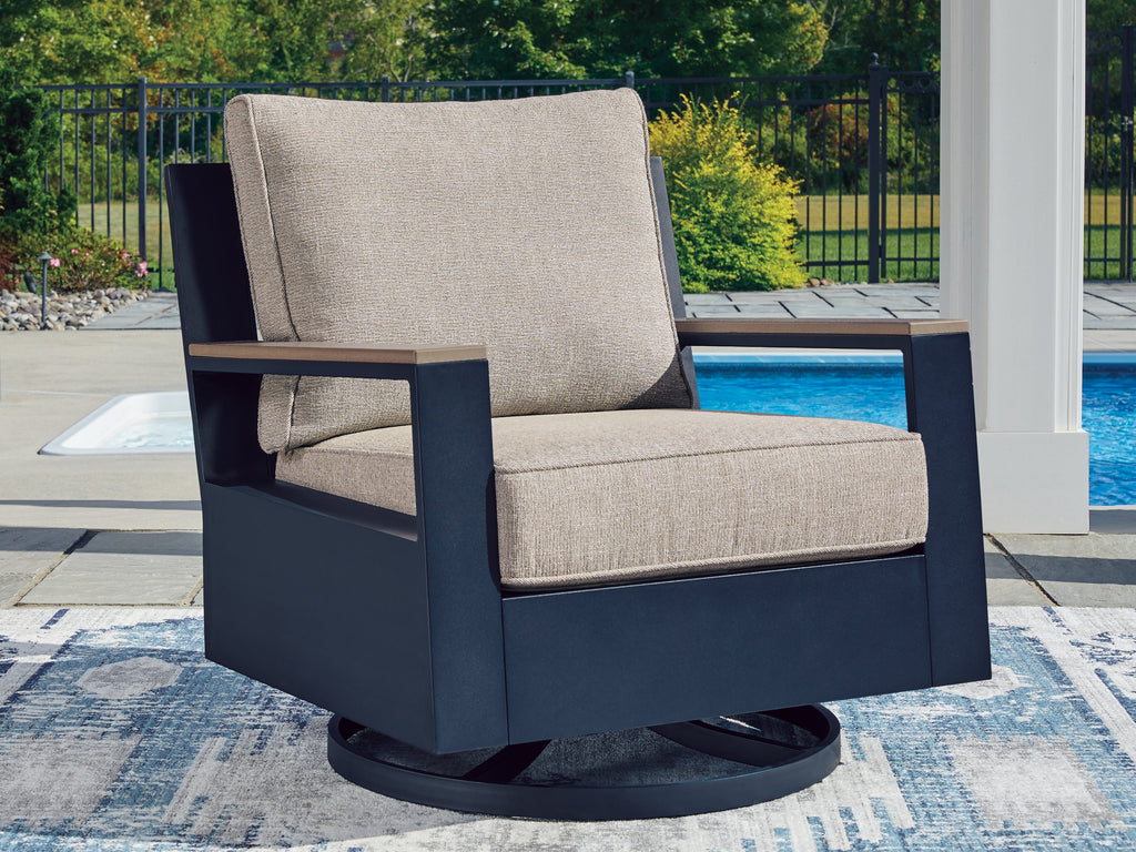 East Beach Navy Blue/Driftwood Swivel Glider Chair w/Cushion
