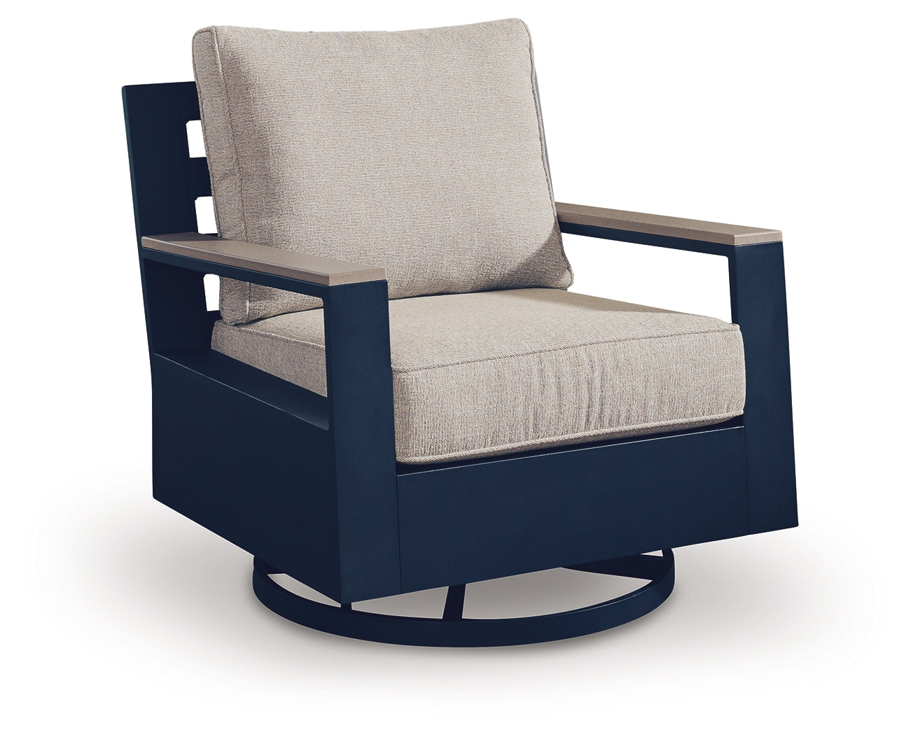 East Beach Navy Blue/Driftwood Swivel Glider Chair w/Cushion