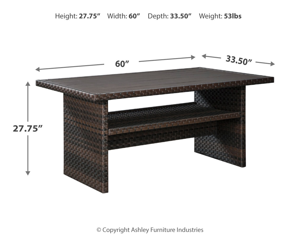 Easy Isle Dark Brown Rectangular Multi-Use Outdoor Table