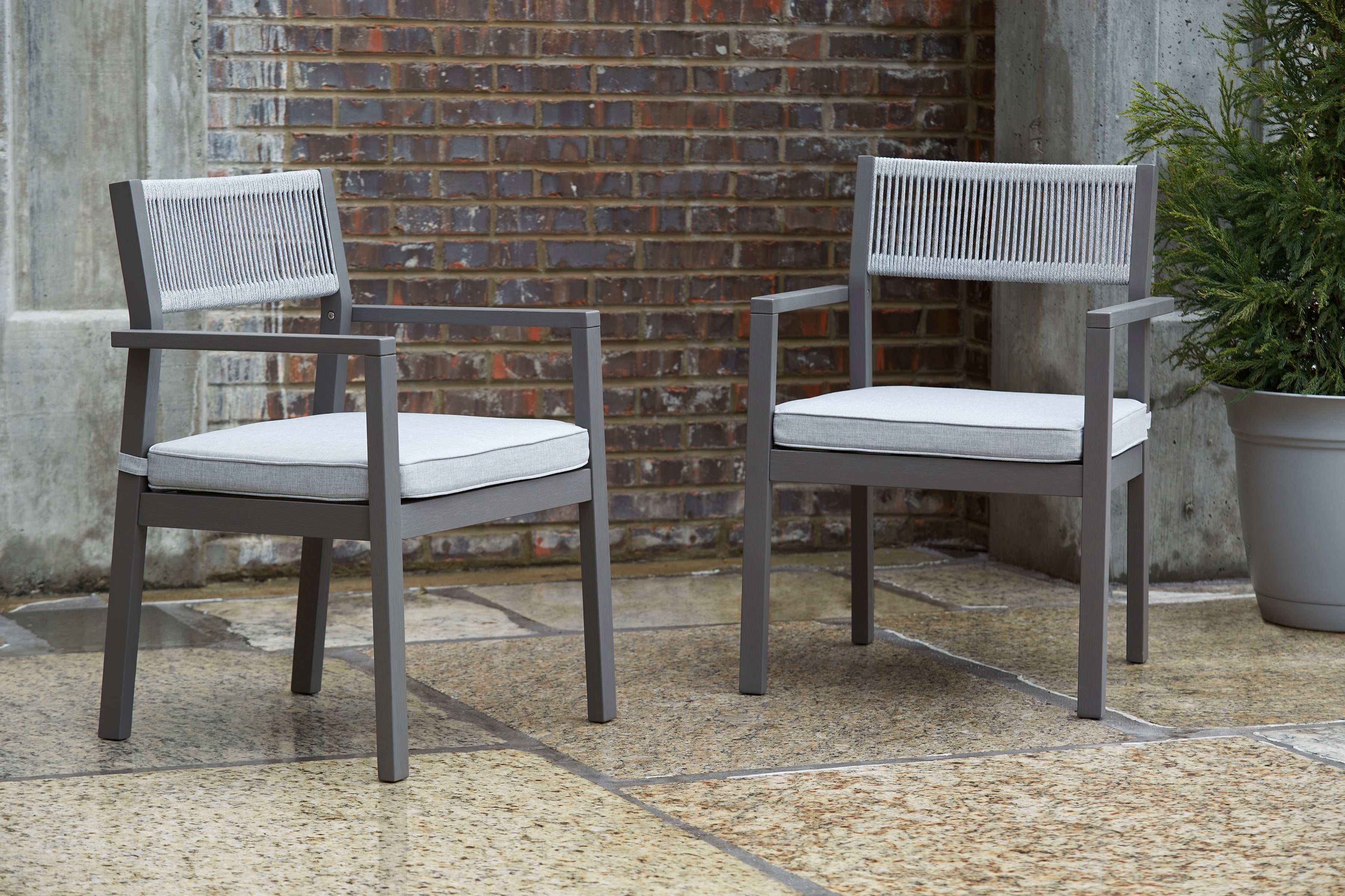 Eden Town Gray & Light Gray Outdoor Armchair w/ Cushion (Set of 2)