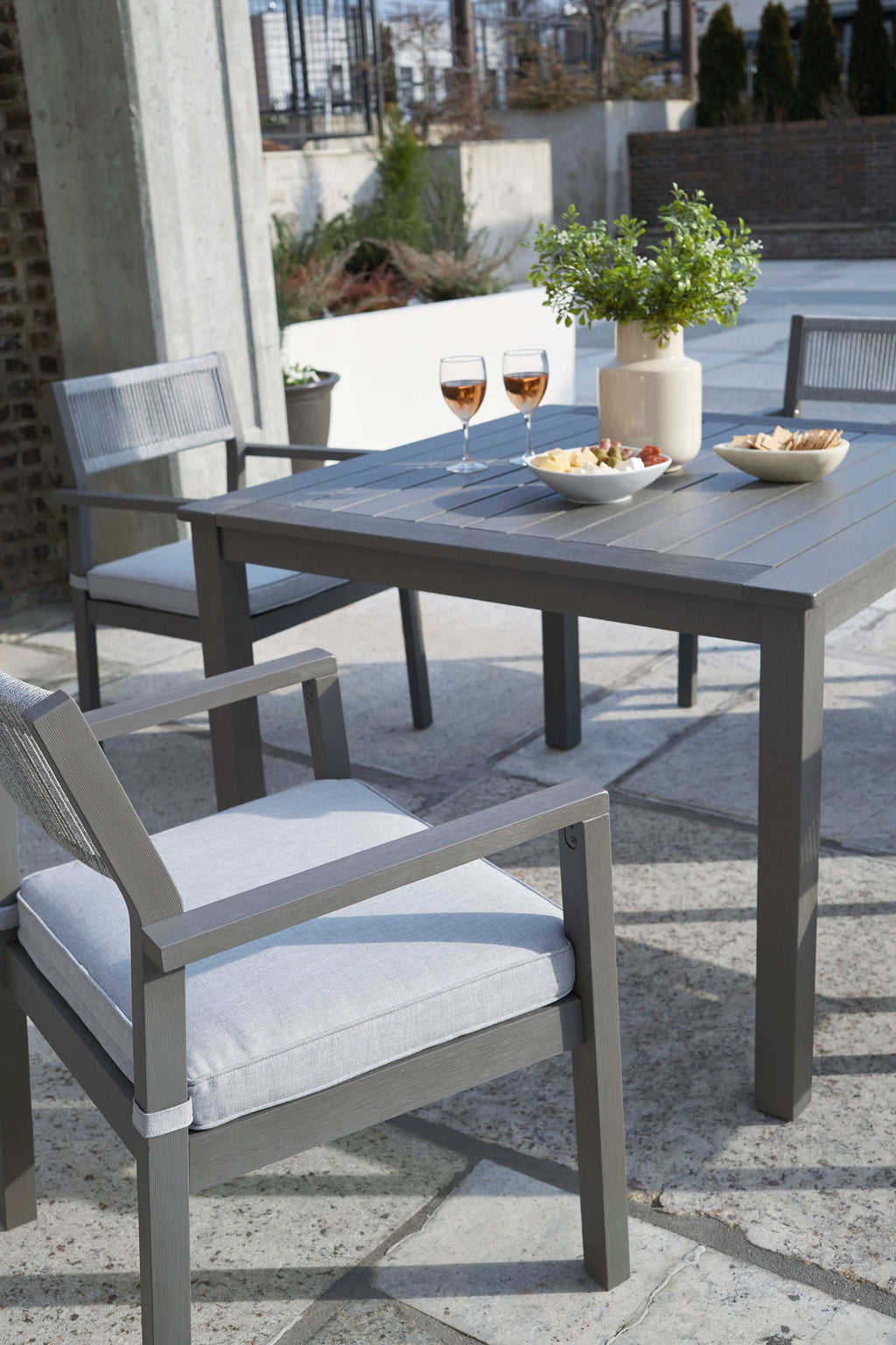 Eden Town Gray & Light Gray Outdoor Armchair w/ Cushion (Set of 2)