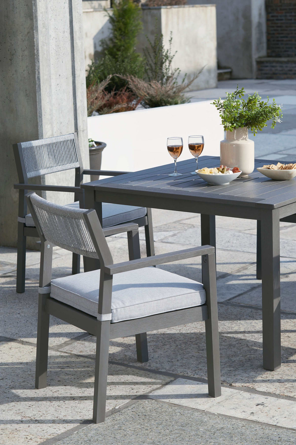 Eden Town Gray & Light Gray Outdoor Armchair w/ Cushion (Set of 2)