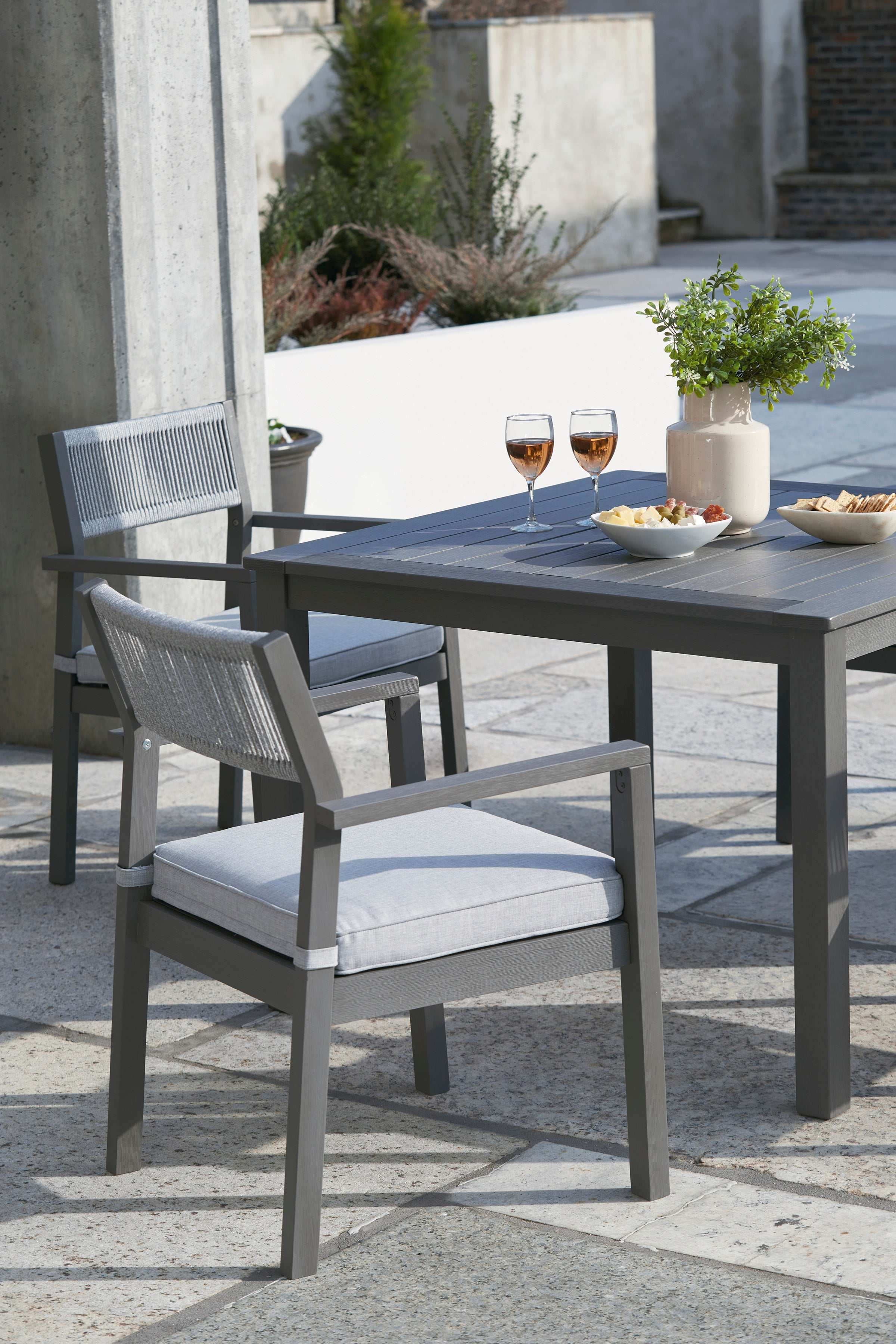 Eden Town Gray & Light Gray Outdoor Armchair w/ Cushion (Set of 2)