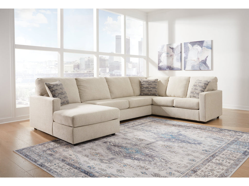 Edenfield Linen 3-Piece Sectional with Chaise
