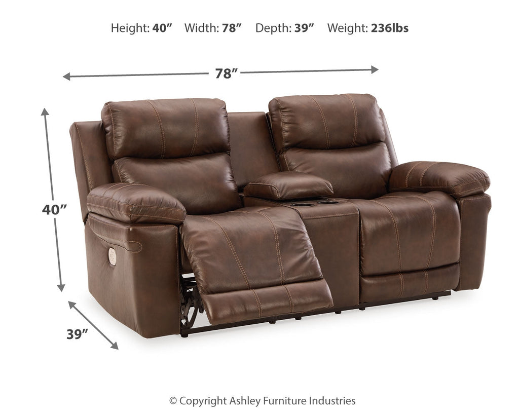 Edmar Chocolate Power Reclining Loveseat