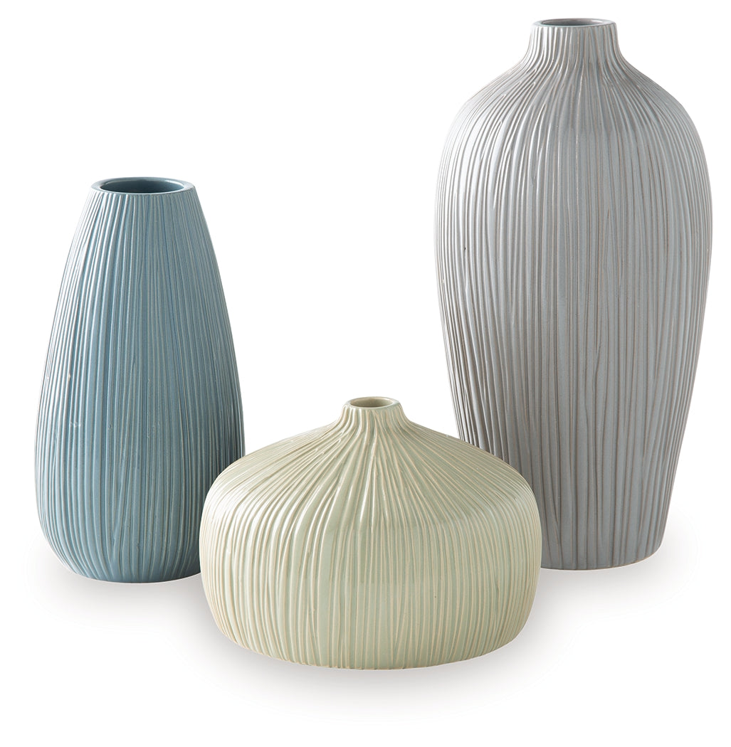 Eiderman Gray/Blue/Green Vase (Set of 3)